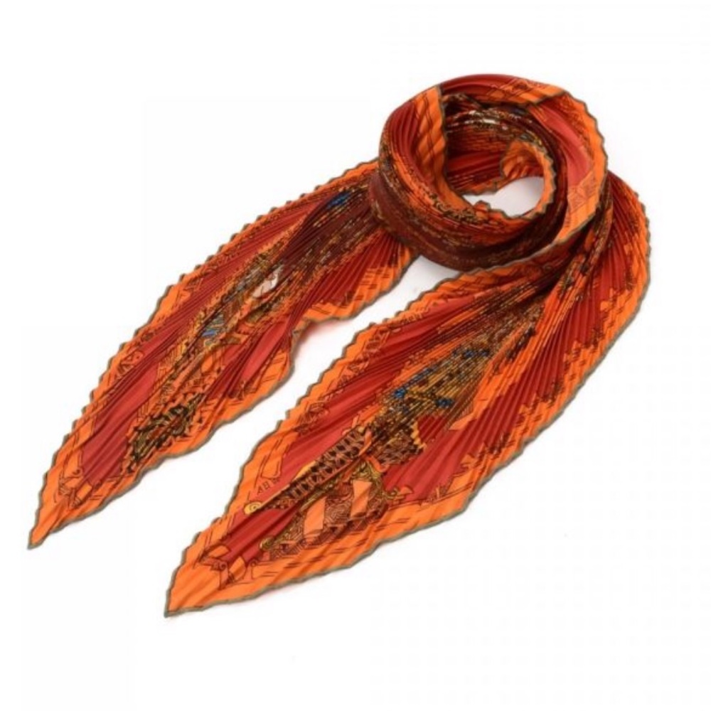 SOLD ✅ Hermès Astres et Soleils silk Pleated scarf - Picture 3 of 8